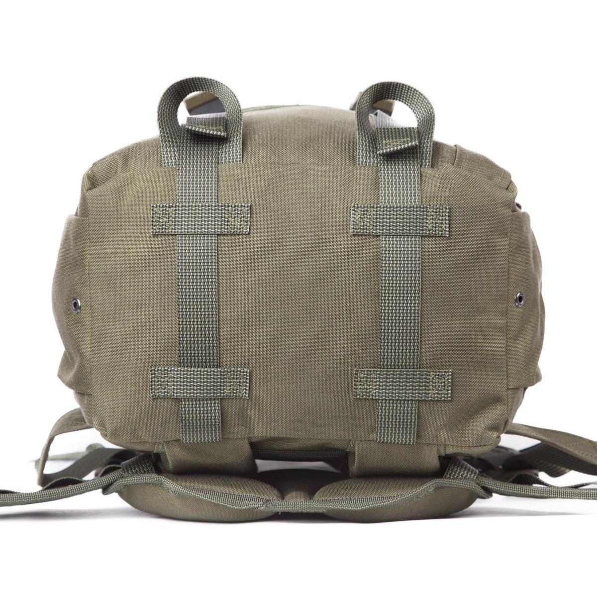Utility strap attachment points in the bottom. The integrated straps can also be used to tie down stuff.