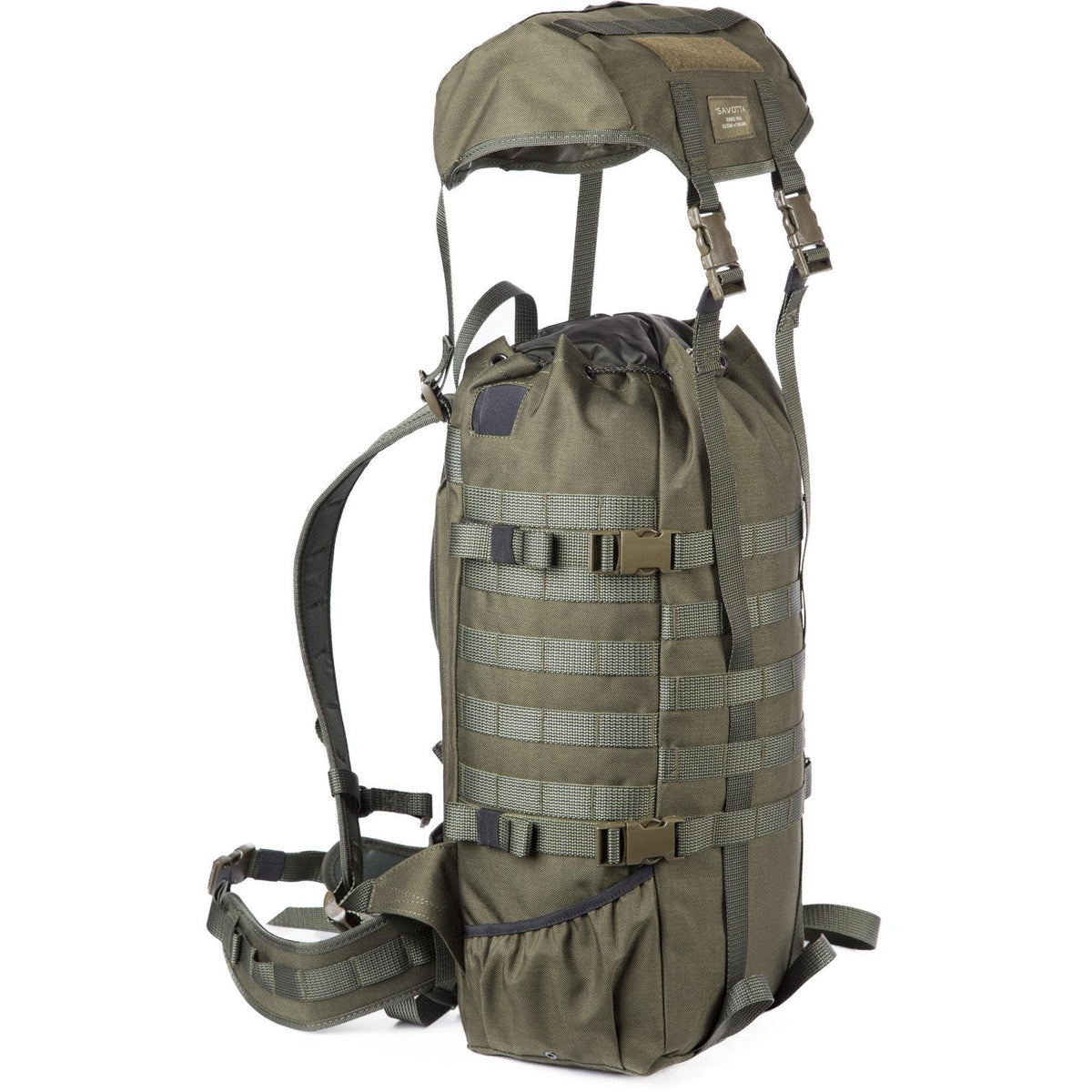 Fully adjustable top for overpacking and compression.