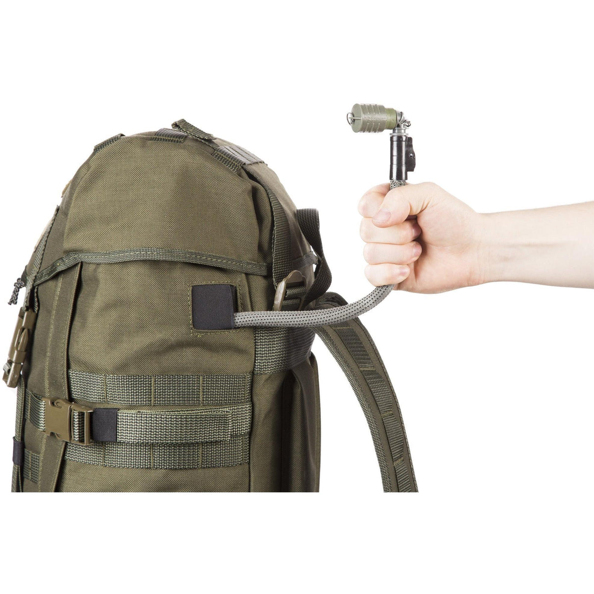 Passage for hydration tubes.