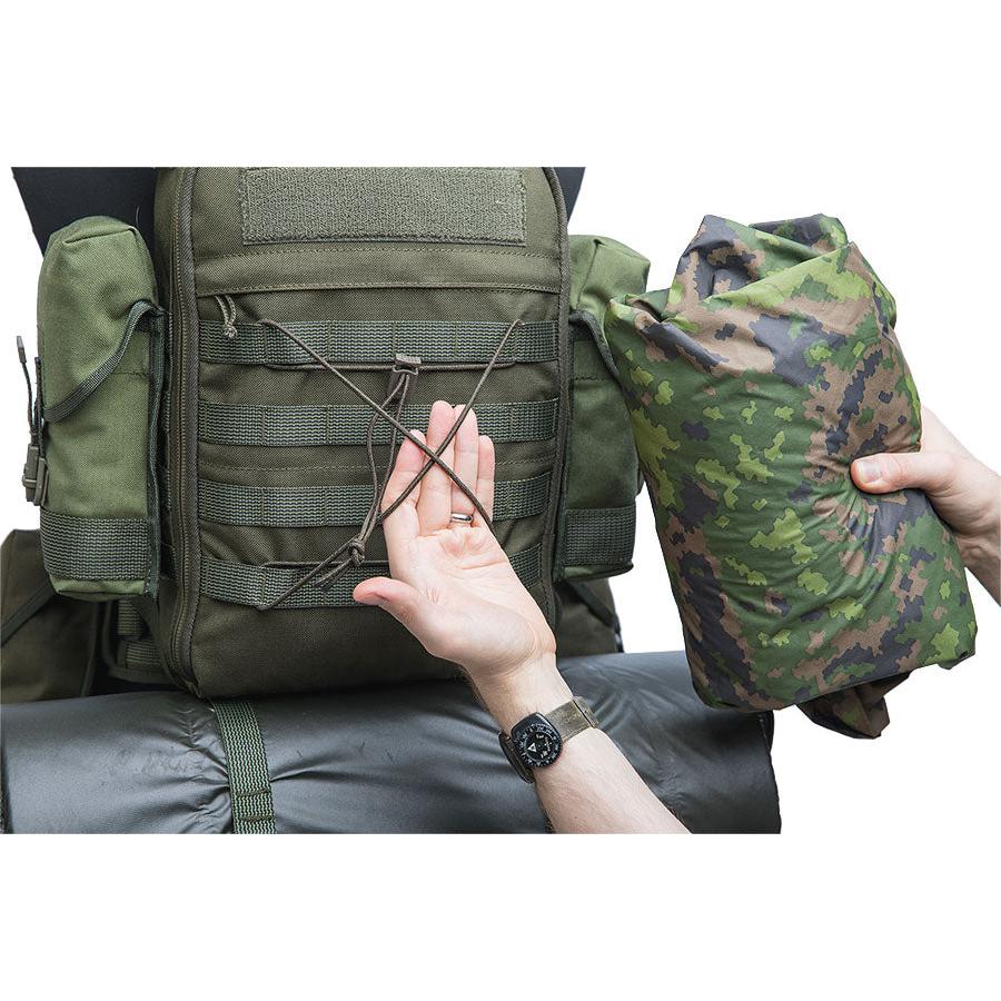 A simple lashing system made from shock cord and a cord lock.