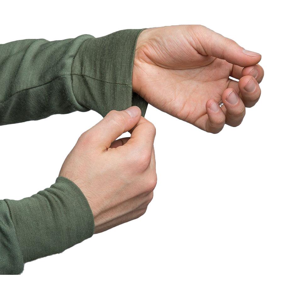 The snug fitting cuffs are made from a thinner merino wool blend.