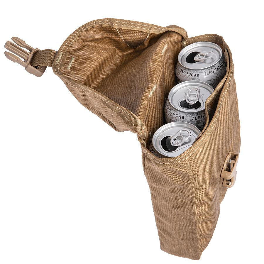 Pouch fits nicely three half liter cans.
