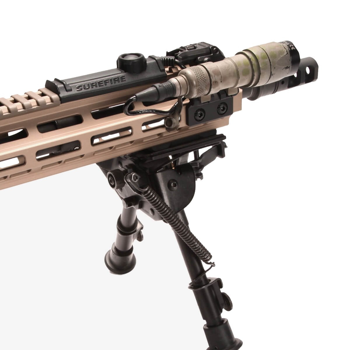 Surefire Scout weaponlights mount directly to the holes in the rail.
