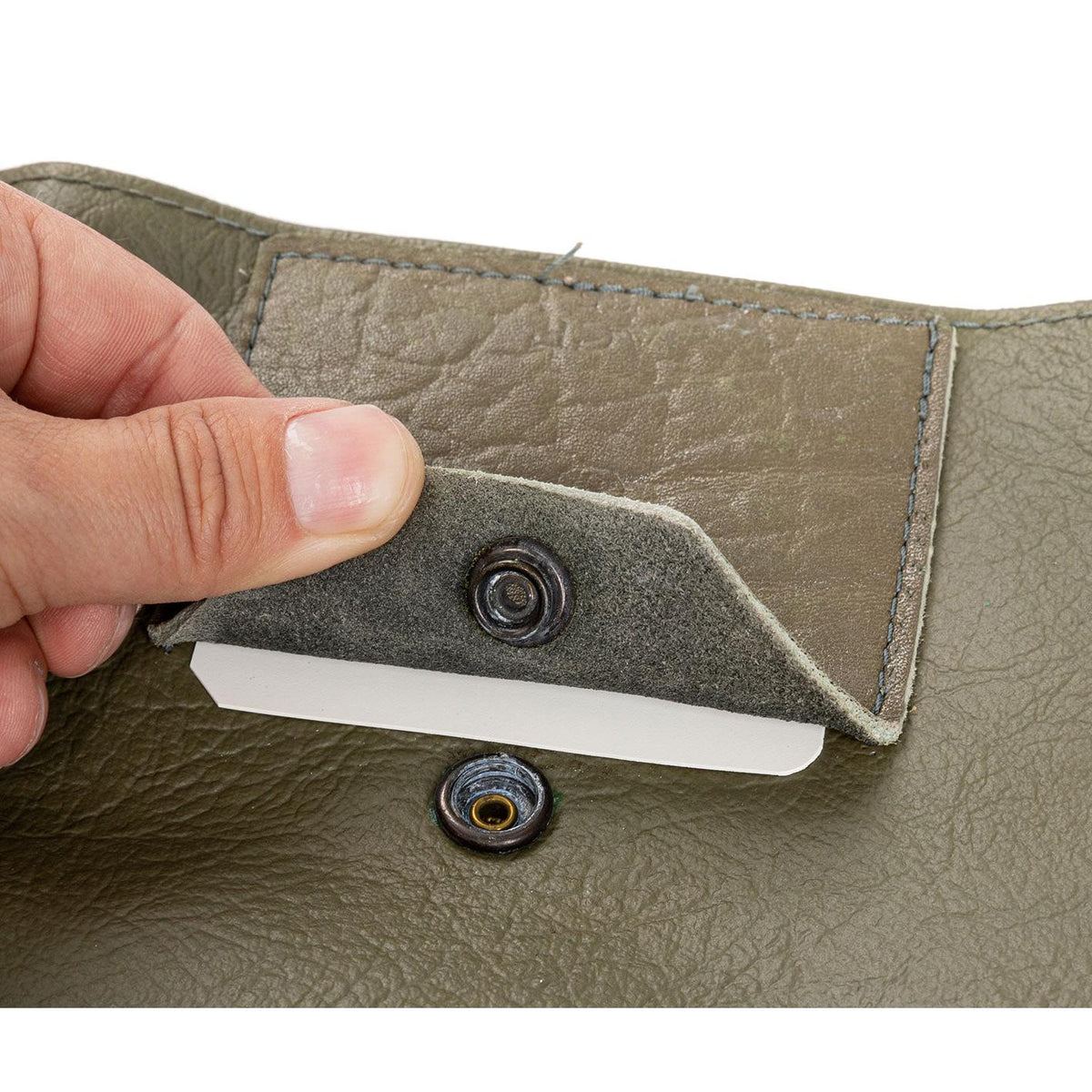 The bag has a slot for a name tag.