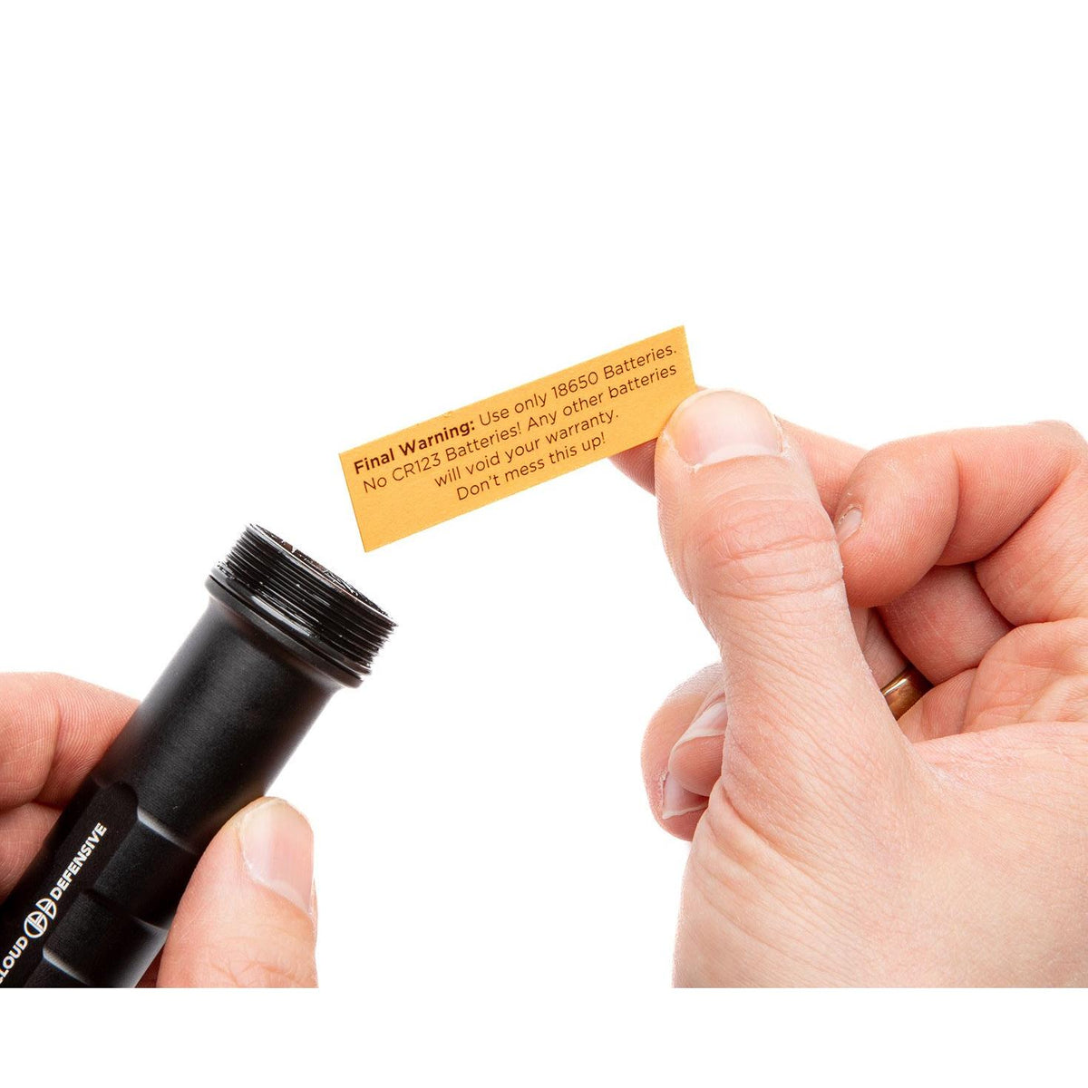 Use 18350 batteries only. (Full-size REIN pictured.)