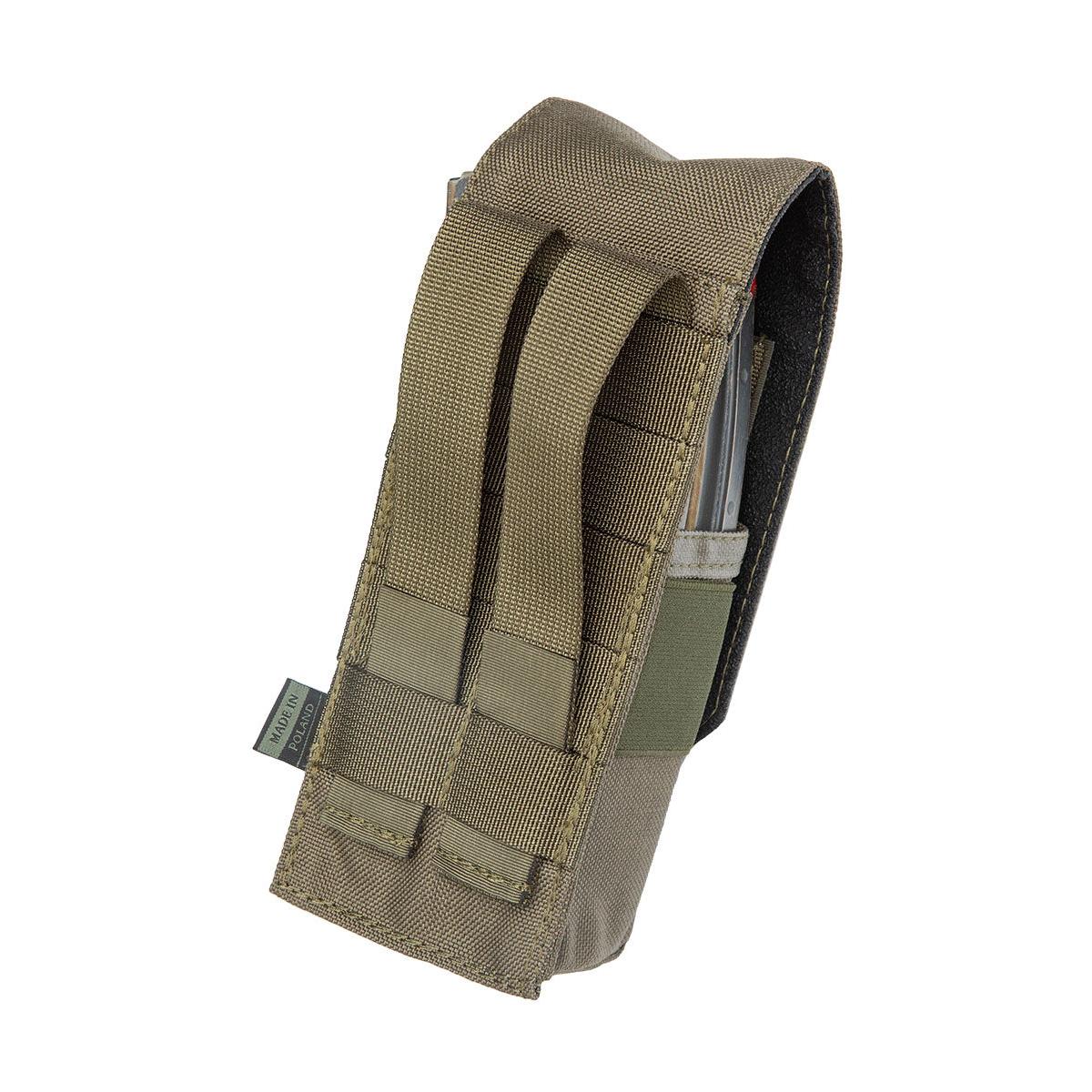 The PALS-compatible straps in the back can be weaved into belt loops as well.