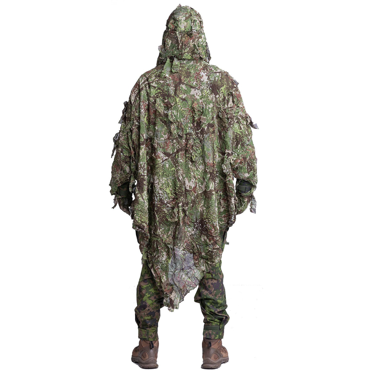 Lots of fabric loops around the hoodie to attach natural vegetation or other additional camouflage material.