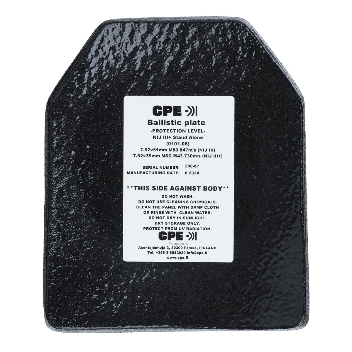CPE Lightweight Armor Plate, NIJ III+  