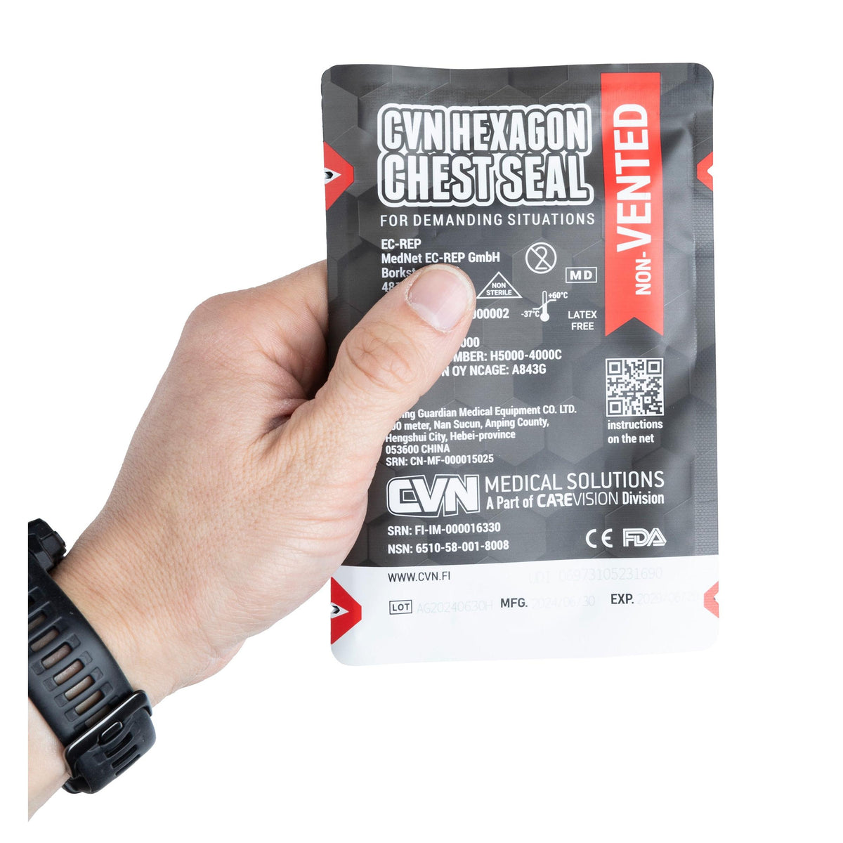 CVN Hexagon Non-Vented Chest Seal, 2-Pack
