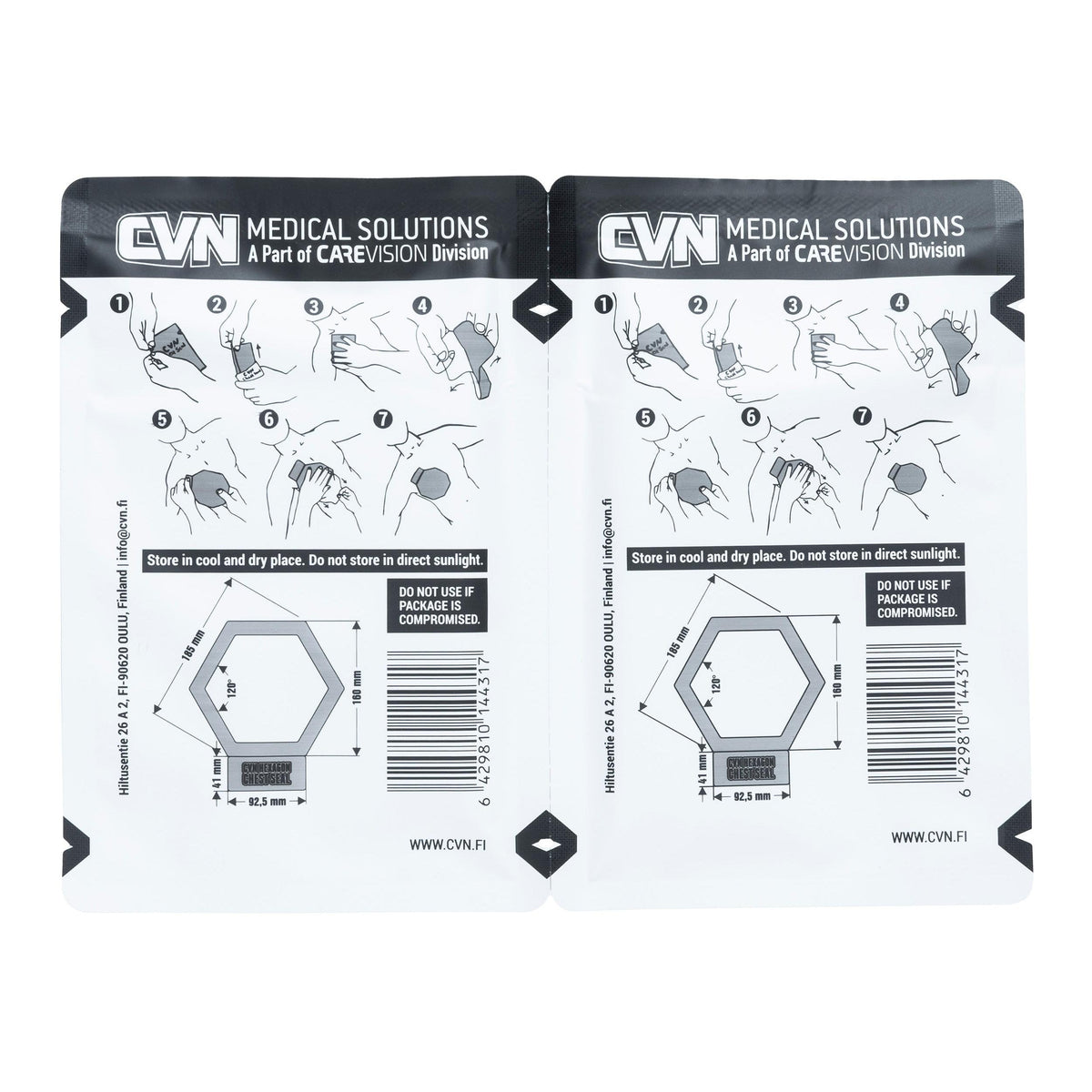 CVN Hexagon Non-Vented Chest Seal, 2-Pack