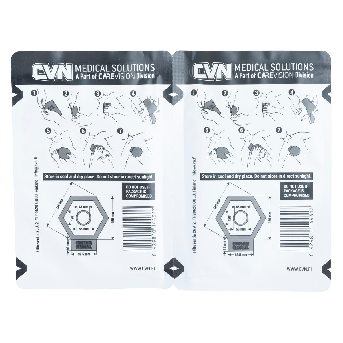 CVN Hexagon Vented Chest Seal,  2-Pack 