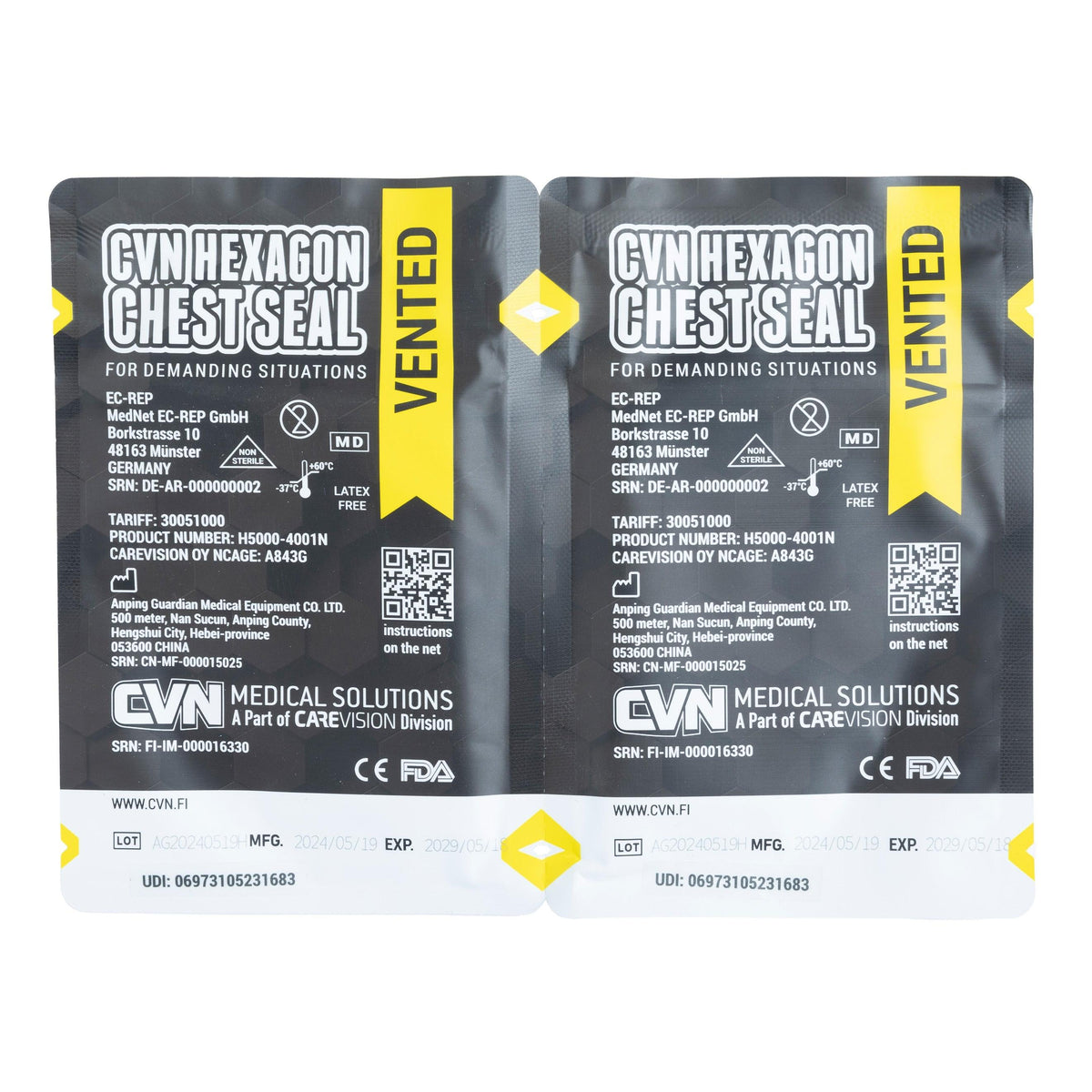 CVN Hexagon Vented Chest Seal,  2-Pack 