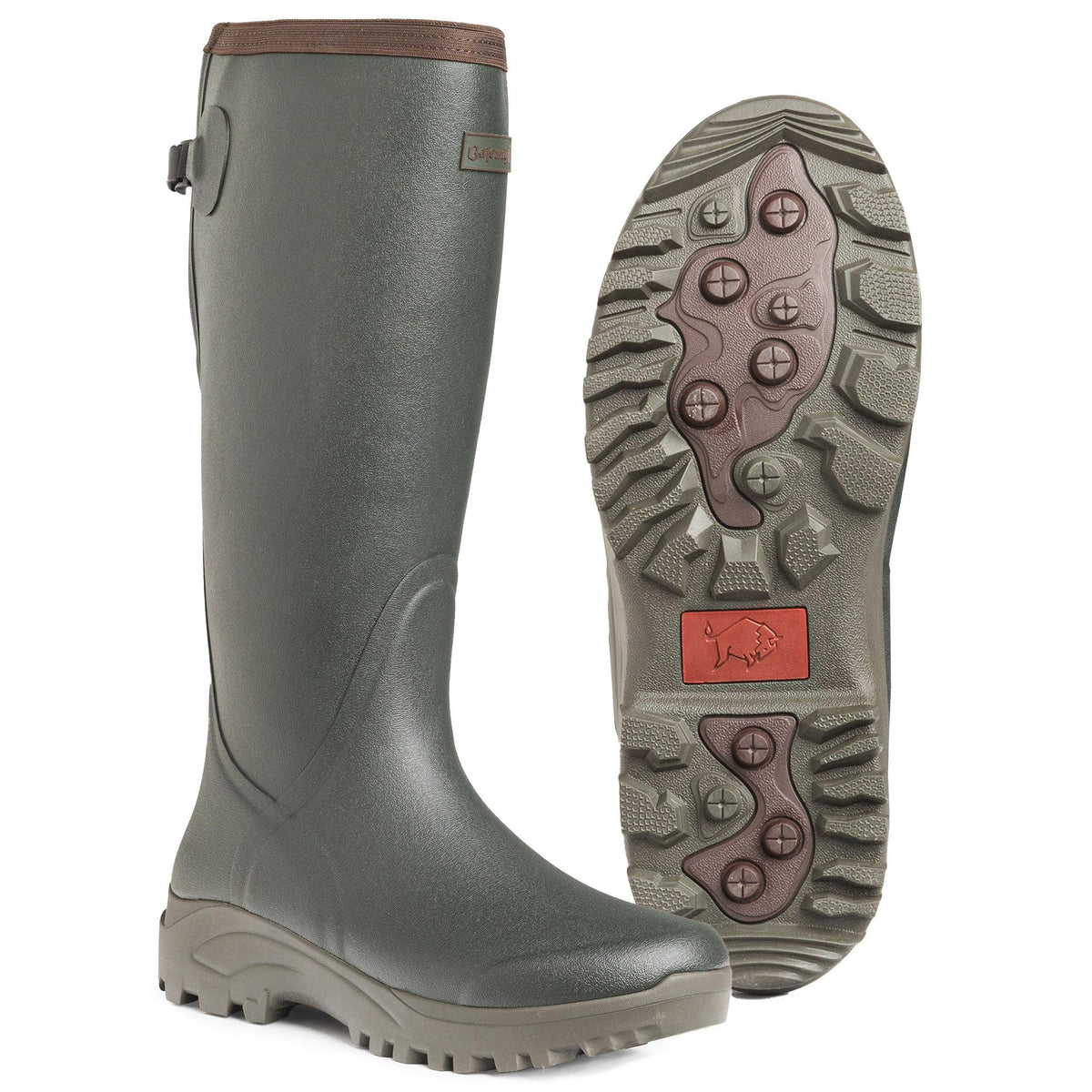 The coarse rubber outsole tread pattern is called Field-sport™. It gives you extra grip in muddy terrain; and the rubber is reinforced for extra durability.