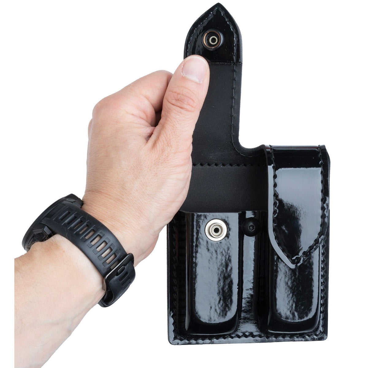 Safariland 77 Double Pistol Magazine Pouch, Size 4, High Gloss Black, Unissued