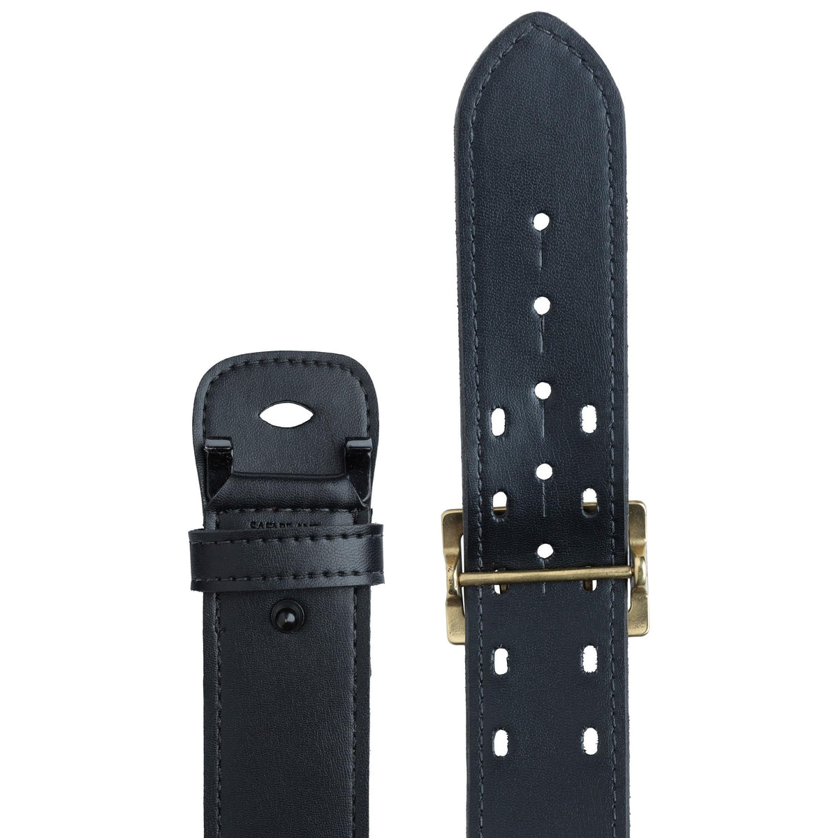 The shorter ones have a chrome buckle and the longest has a brass buckle.