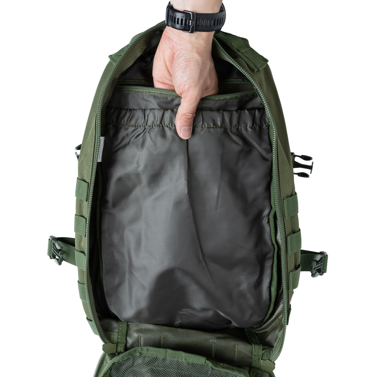 Small zippered pocket inside the main compartment.