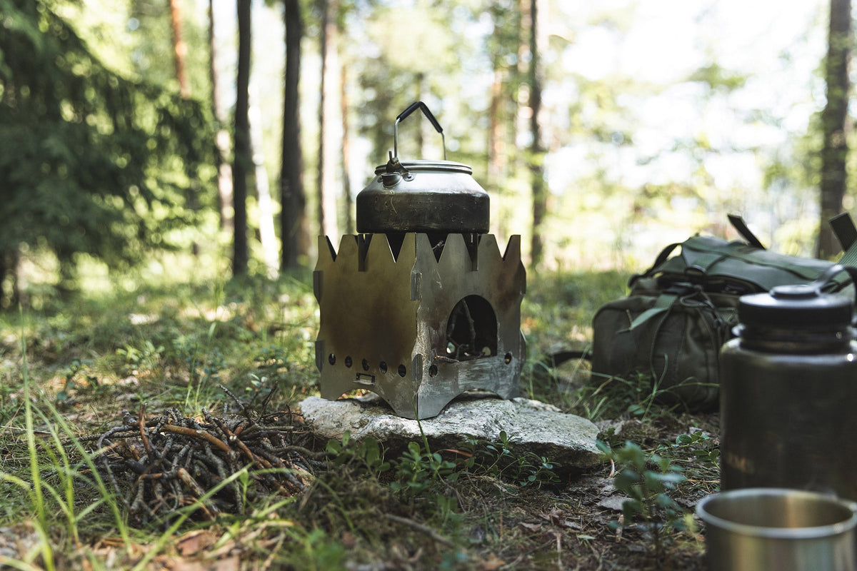 Large hobo stove and Trangia 0.9 L Coffee Pot