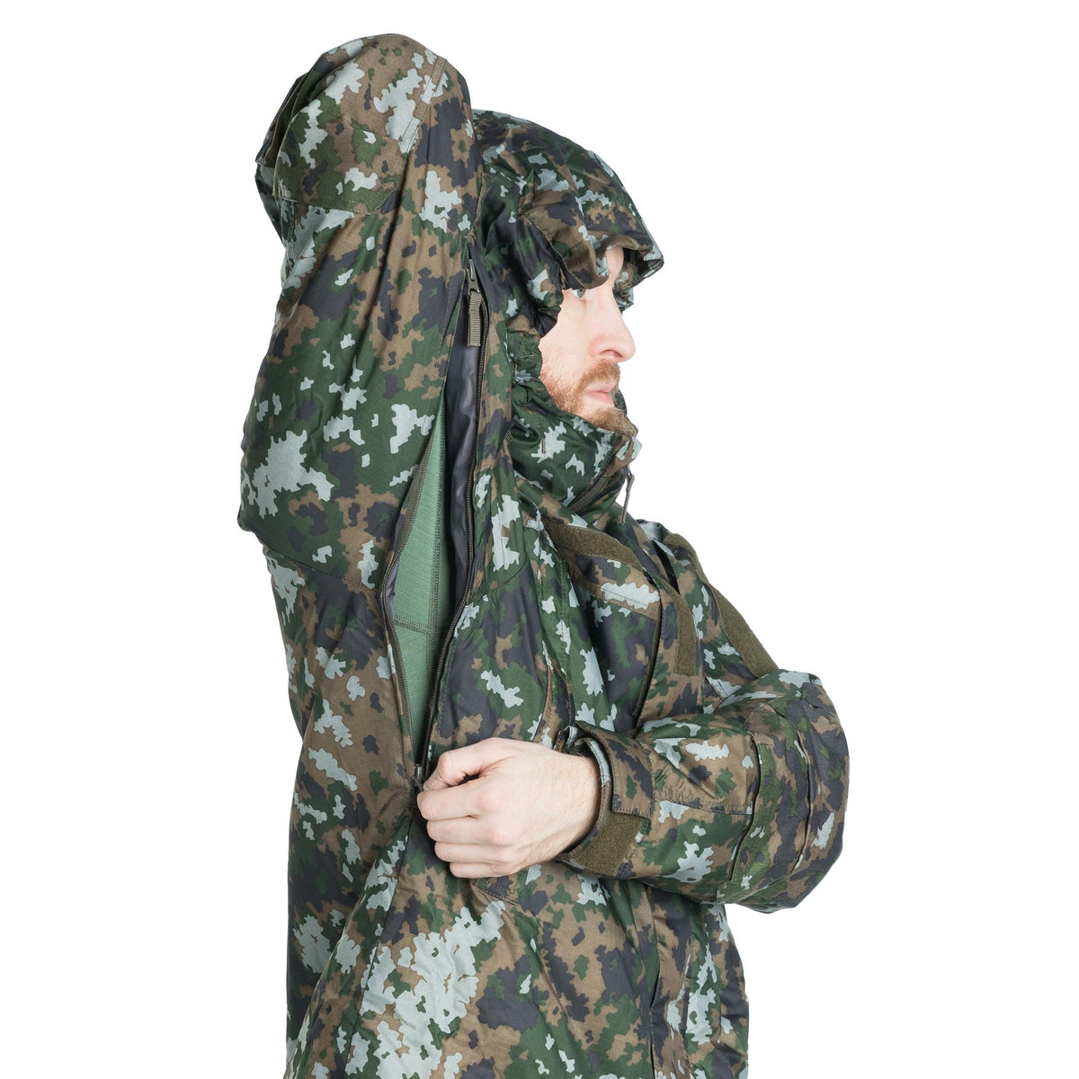Underarm ventilation zippers.