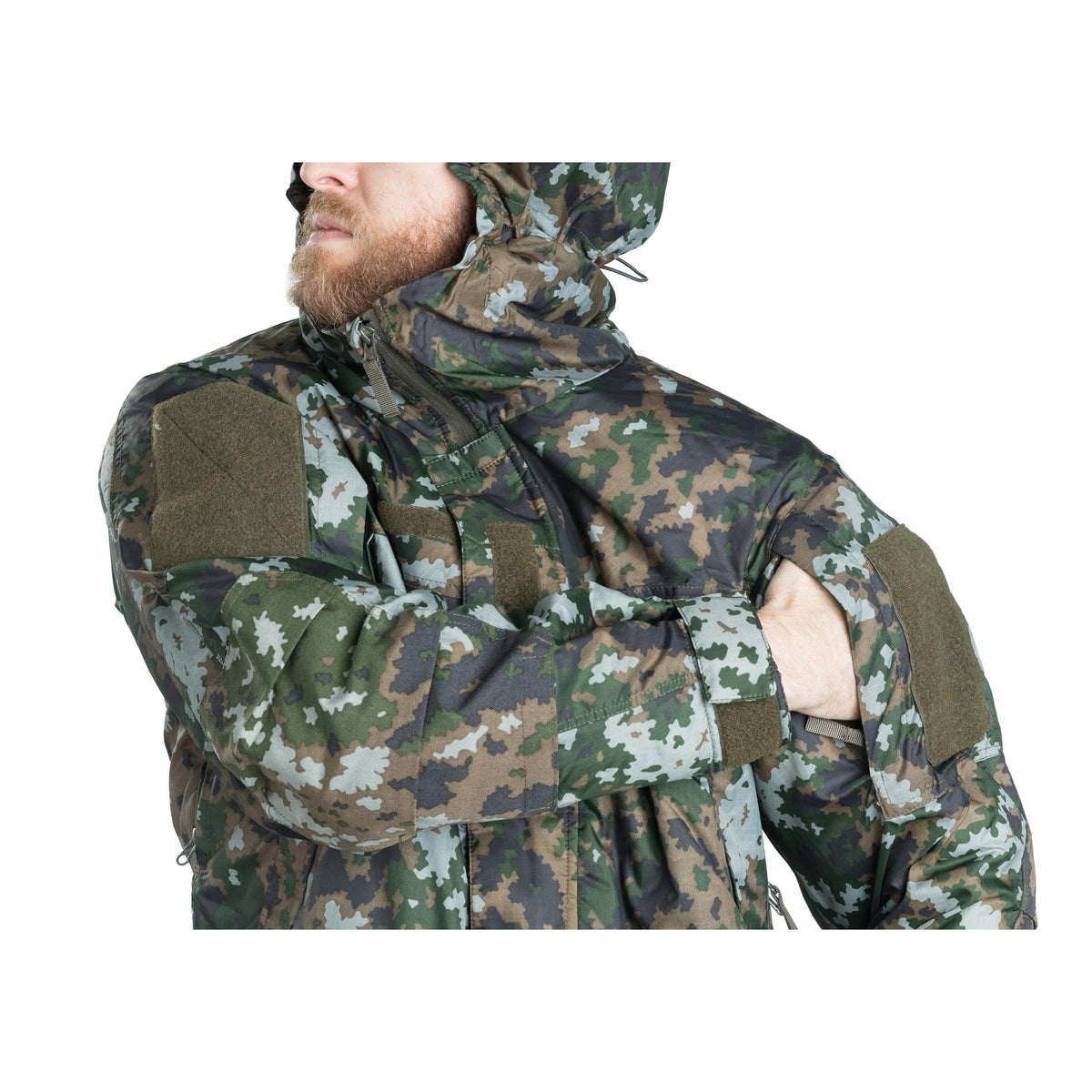 Two zippered upper arm pockets.