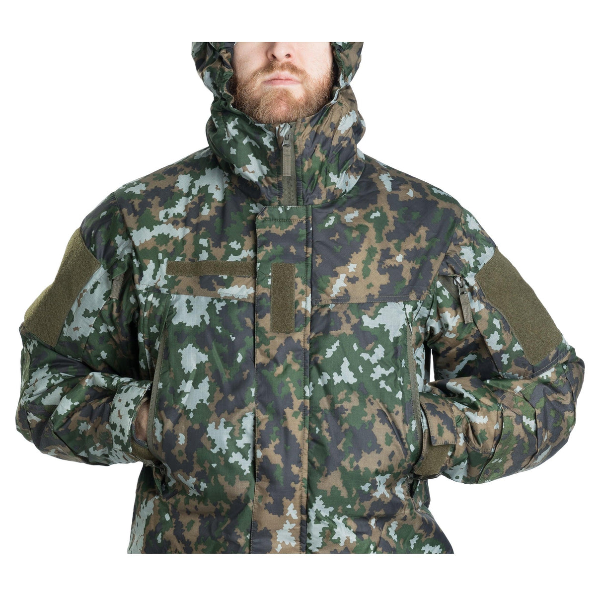 Two large zippered chest pockets.