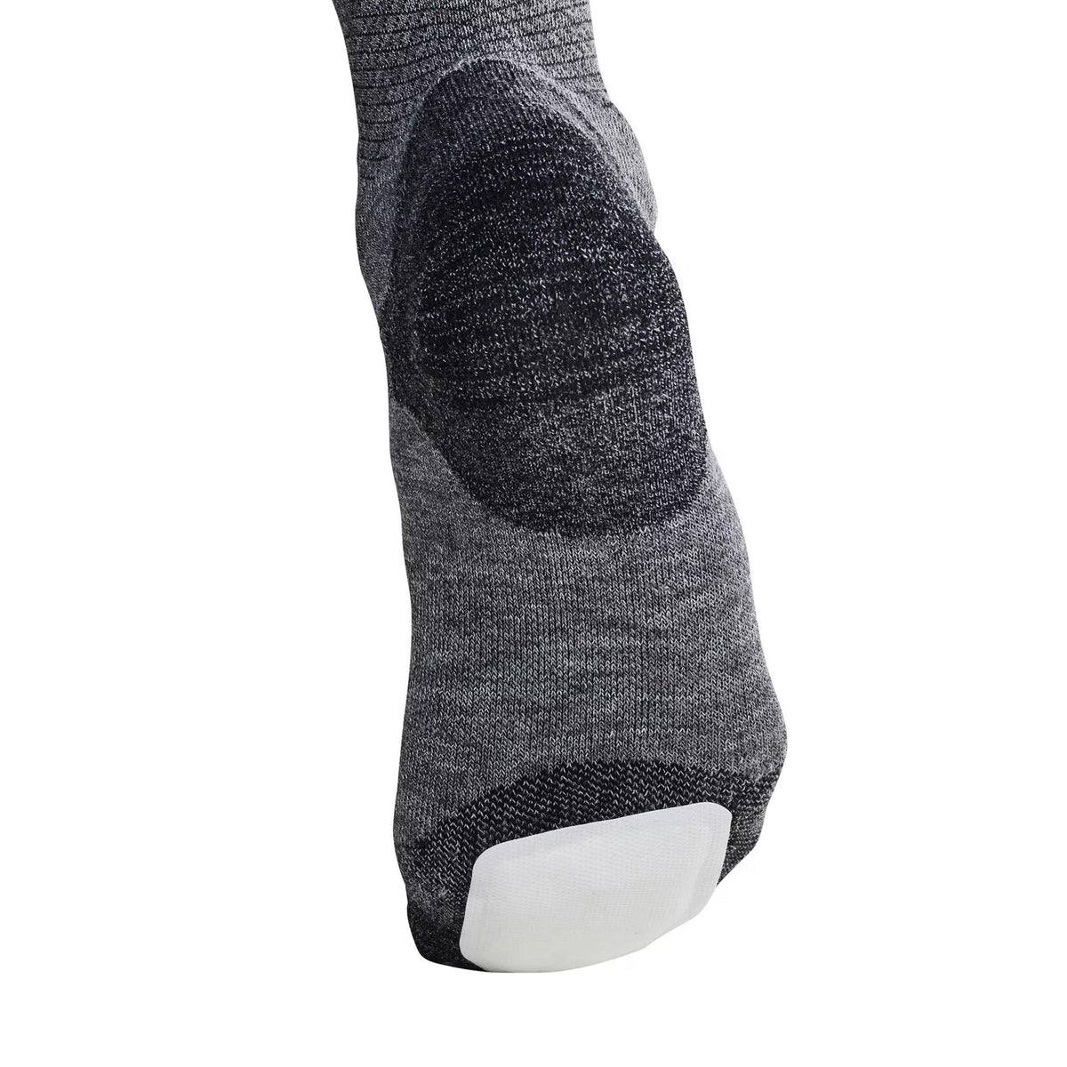 These are self-adhesive; and they can be attached to the bottom of socks or against the insoles of shoes.