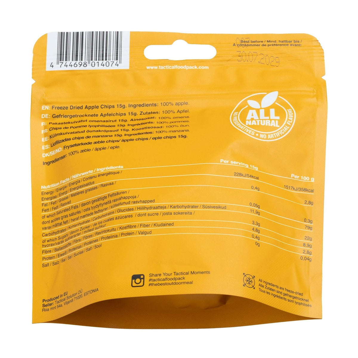 Tactical Foodpack gefriergetrocknete Apfelchips