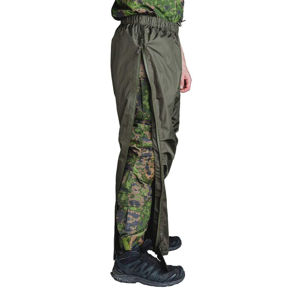 Long 2-way zippers on pant legs to make donning easier and adjust ventilation