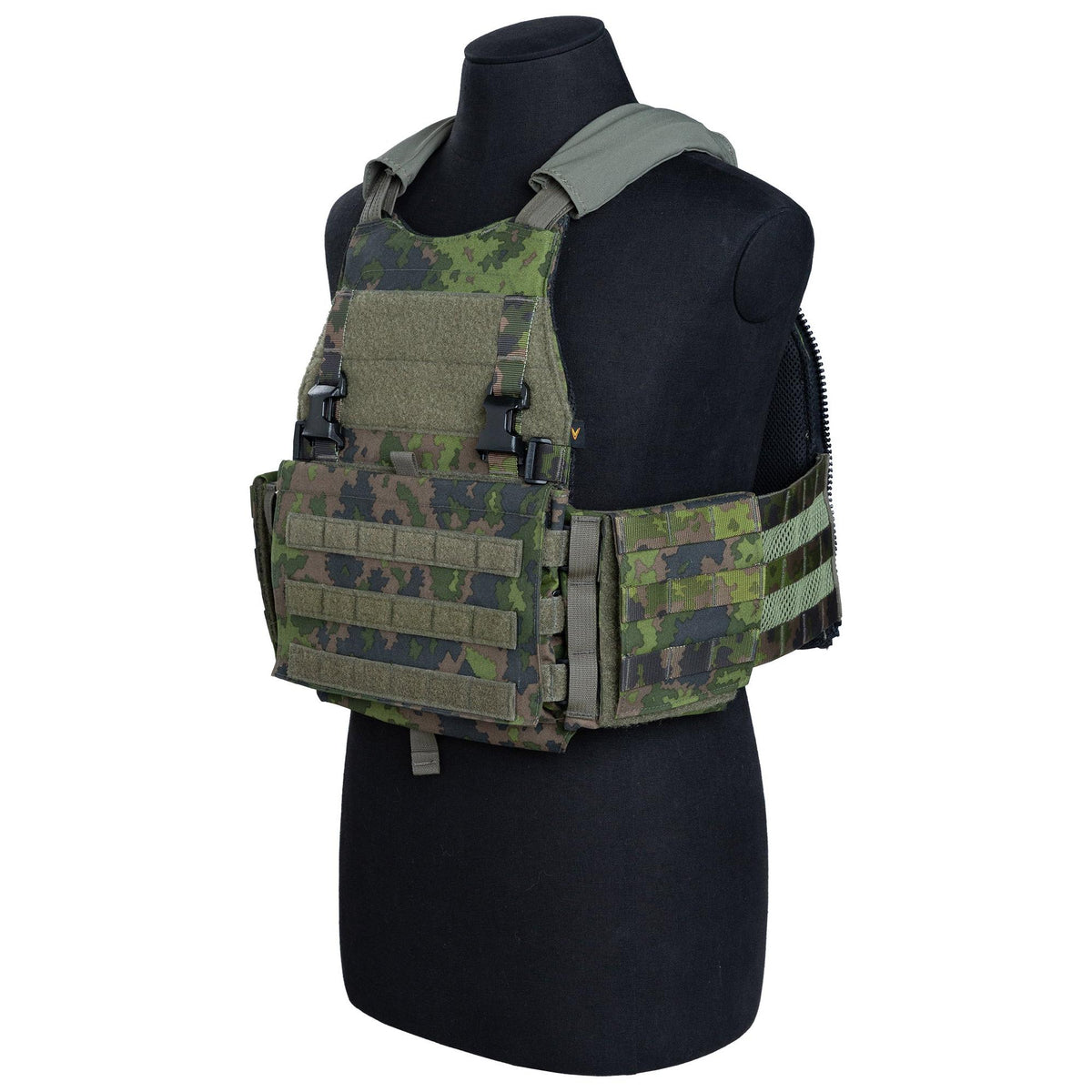 Quarter Flaps attach to the SCARAB LT plate carrier front plate bag sides with One-Wrap fingers. They have a front flap opening under which the shorter SCARAB cummerbund attaches (sold separately).