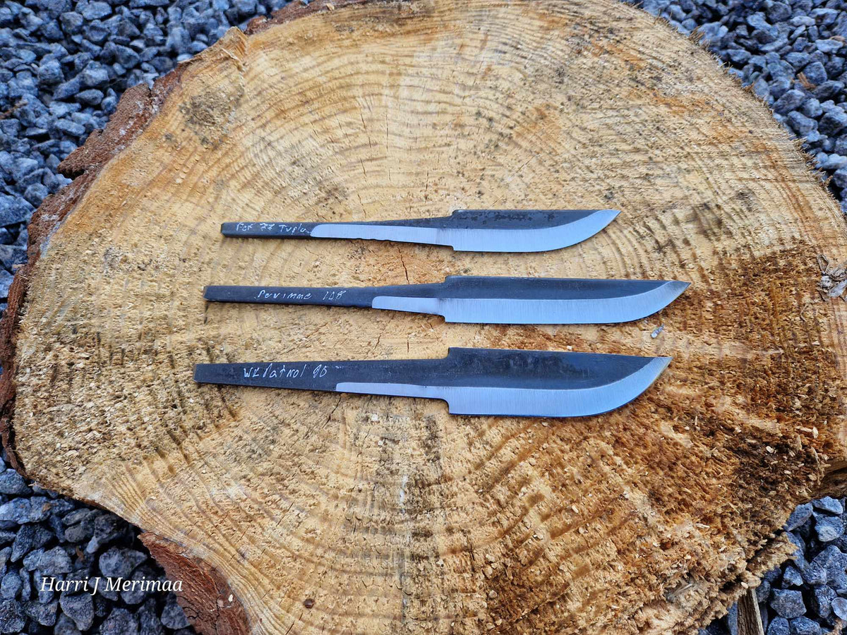 From top: Puukko 77; Puukko 105; and Patrol 90 without the handle.